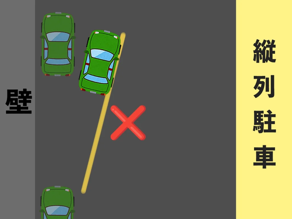 縦列駐車の良くない例１_傾きが小さすぎる