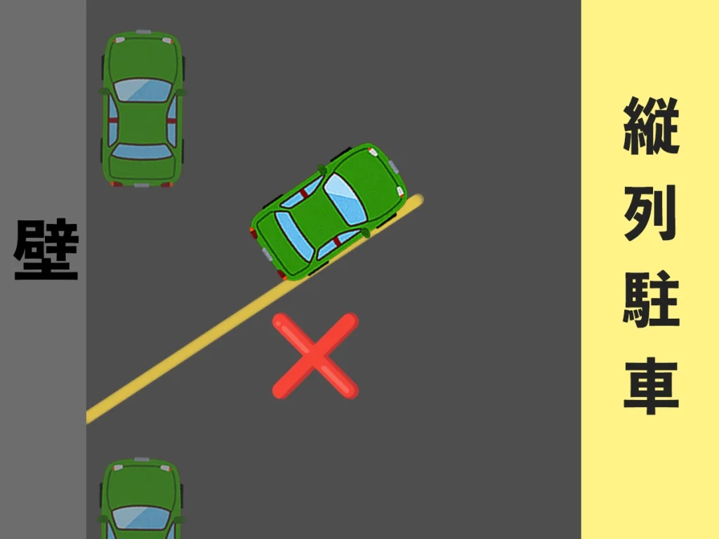 縦列駐車の良くない例2 _傾きが大きすぎる