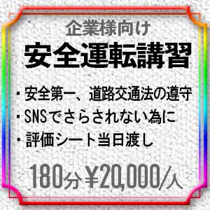 menu_企業様向けの安全運転講習 20,000円 ・業務で車を安全運転するためのチェック＆改善 ・評価シート当日渡し