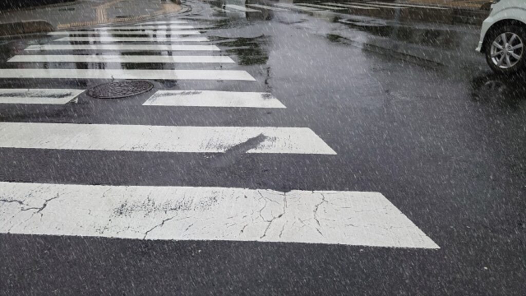 雨の横断歩道