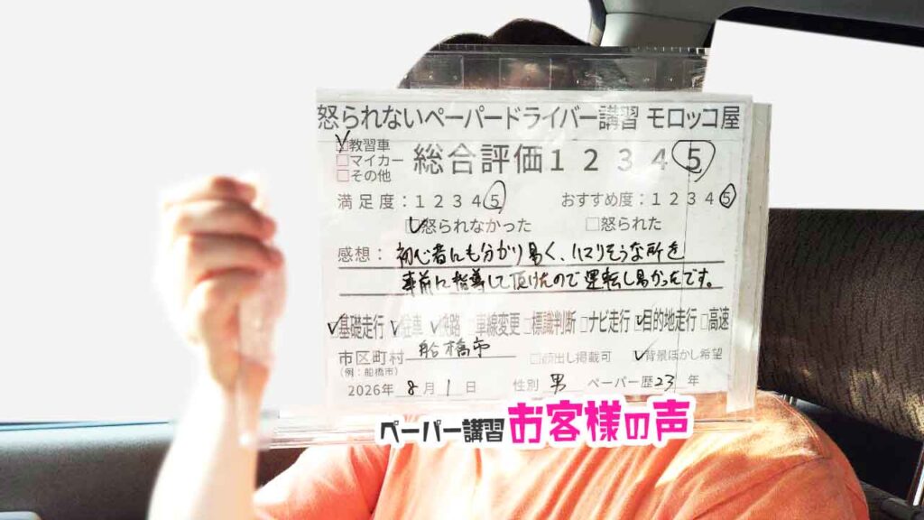 お客様の声_八千代市_ペーパー歴15年_男性_レビュー5_2026/8/1