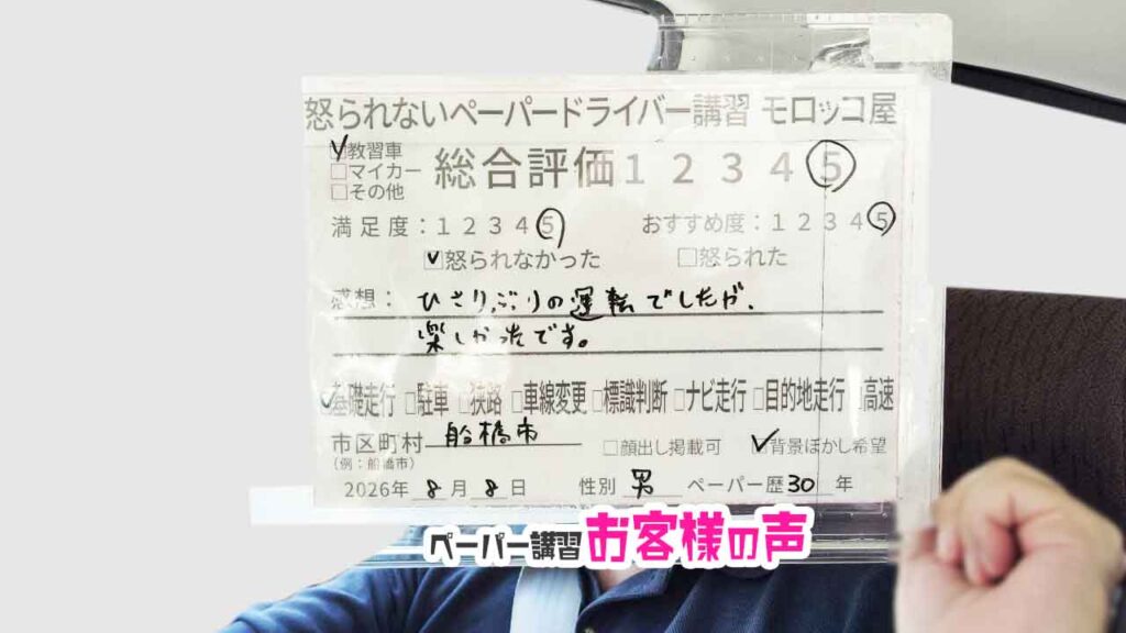 お客様の声_船橋市_ペーパー歴30年_男性_レビュー5_2026/8/8