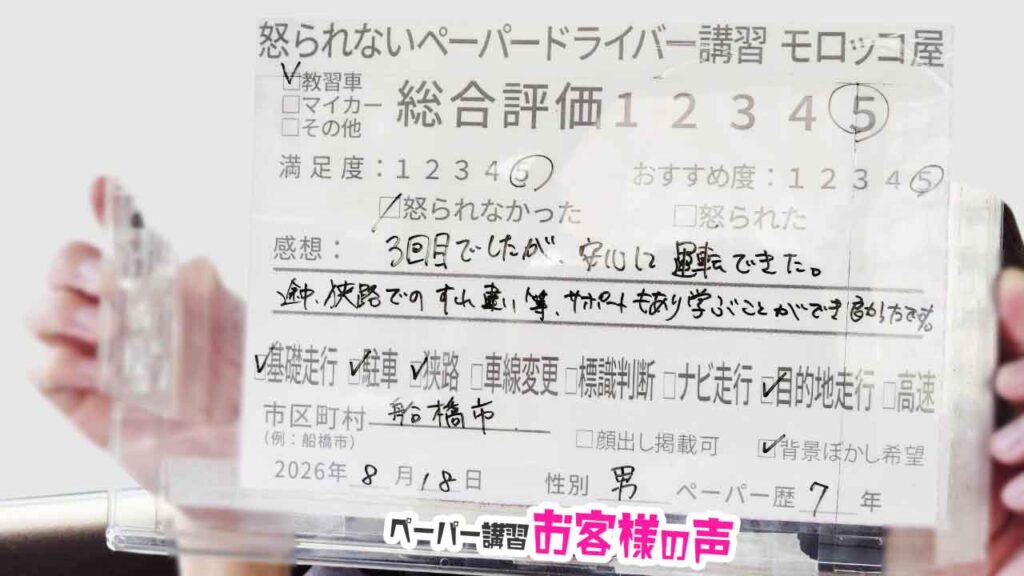 お客様の声_船橋市_ペーパー歴7年_男性_レビュー5_2026/8/18